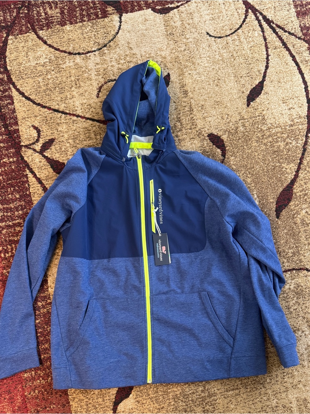 Vineyard Vines Navy Jacket with Neon Yellow Accents XXL